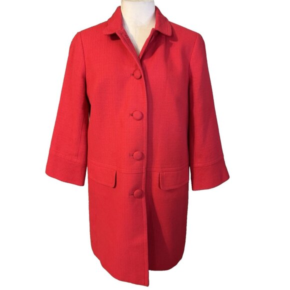 Talbots Long Suit Jacket Blazer Coat 12P 12 P Pink Cotton Twill NEW - Picture 1 of 16